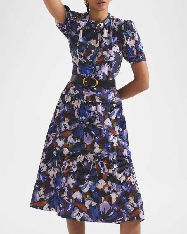 Alexandra Floral Puff-Sleeve Midi Shirtdress